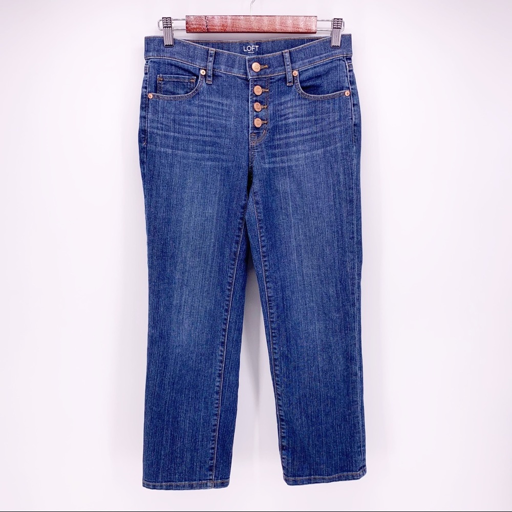 LOFT Original Straight Leg Crop Button Fly Jeans C9